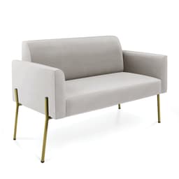 Sofá Namoradeira 2 Lugares Pé de Ferro Dourado Marisa Veludo Cinza D03 - D'Rossi