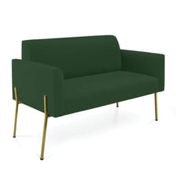 Sofá Namoradeira 2 Lugares Pé de Ferro Dourado Marisa Veludo Verde D03 - D'Rossi