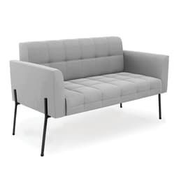 Sofá Namoradeira 2 Lugares Pé de Ferro Preto Elisa Suede Cinza D03 - D'Rossi