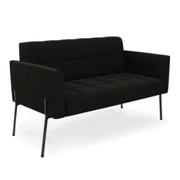 Sofá Namoradeira 2 Lugares Pé de Ferro Preto Elisa Suede Preto D03 - D'Rossi