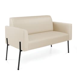 Sofá Namoradeira 2 Lugares Pé de Ferro Preto Marisa Corino Bege D03 - D'Rossi