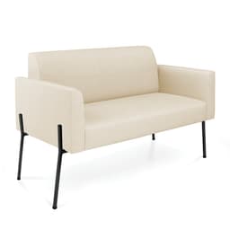 Sofá Namoradeira 2 Lugares Pé de Ferro Preto Marisa Linho Bege D03 - D'Rossi