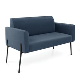 Sofá Namoradeira 2 Lugares Pé de Ferro Preto Marisa Suede Azul Marinho D03 - D'Rossi