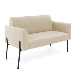 Sofá Namoradeira 2 Lugares Pé de Ferro Preto Marisa Suede Bege D03 - D'Rossi