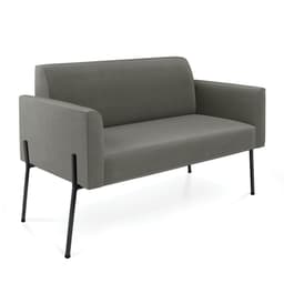 Sofá Namoradeira 2 Lugares Pé de Ferro Preto Marisa Suede Grafite D03 - D'Rossi