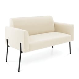 Sofá Namoradeira 2 Lugares Pé de Ferro Preto Marisa Veludo Bege D03 - D'Rossi