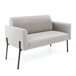 Sofá Namoradeira 2 Lugares Pé de Ferro Preto Marisa Veludo Cinza D03 - D'Rossi