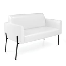 Sofá Namoradeira 2 Lugares Pé de Ferro Preto para Sala Marisa Corano Branco D03 - D'Rossi