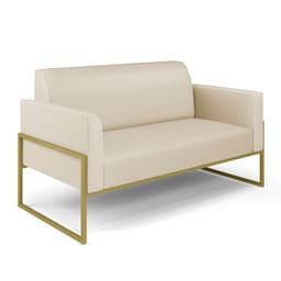Sofá Namoradeira Base Industrial Alta Dourado Marisa Corino Bege D03 - D'Rossi