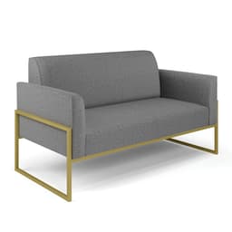 Sofá Namoradeira Base Industrial Alta Dourado Marisa Linho Grafite A26 D03 - D'Rossi