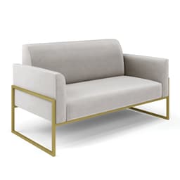 Sofá Namoradeira Base Industrial Alta Dourado Marisa Veludo Cinza D03 - D'Rossi