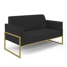 Sofá Namoradeira Base Industrial Alta Dourado Marisa Veludo Preto D03 - D'Rossi