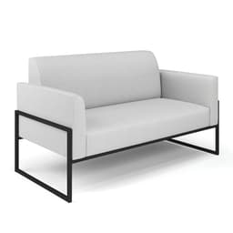 Sofá Namoradeira Base Industrial Alta Preto Marisa Linho Cinza A05 D03 - D'Rossi