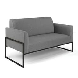 Sofá Namoradeira Base Industrial Alta Preto Marisa Linho Grafite A26 D03 - D'Rossi