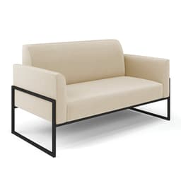 Sofá Namoradeira Base Industrial Alta Preto Marisa Suede Bege D03 - D'Rossi