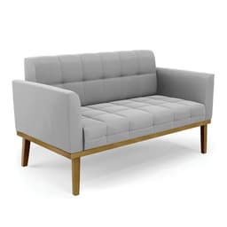 Sofá Namoradeira Base de Madeira Castanho Elisa Suede Cinza D03 - D?Rossi