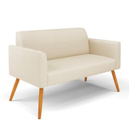 Sofá Namoradeira Pés Palito Castanho Marisa Linho Bege A19 D03 - D'Rossi