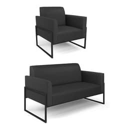 Sofá Namoradeira com Poltrona Base Industrial Alta Preto Marisa Corino Preto D03 - D'Rossi