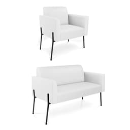 Sofá Namoradeira e Poltrona Pé de Ferro Preto Marisa Corino Branco D03 - D'Rossi