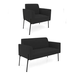 Sofá Namoradeira e Poltrona Pé de Ferro Preto Marisa Veludo Preto D03 - D'Rossi