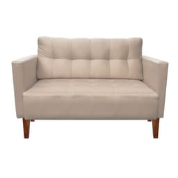 Sofá Retrô Namoradeira 2 Lugares Livia Suede Bege Pés Chanfrado - D'Rossi