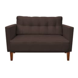 Sofá Retrô Namoradeira 2 Lugares Livia Suede Marrom Pés Chanfrado - D'Rossi