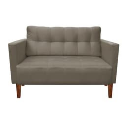 Sofá Retrô Namoradeira 2 Lugares Livia Suede Marrom Rato Pés Chanfrado - D'Rossi