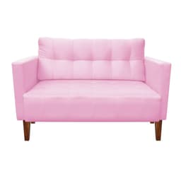Sofá Retrô Namoradeira 2 Lugares Livia Suede Rosa Bebê Pés Chanfrado - D'Rossi