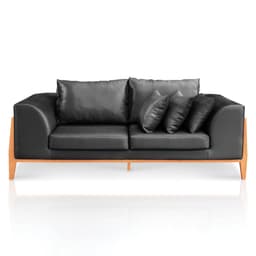 Sofa 02 Lugares Lucy 2,25m Facto Escama Preto Base Madeira - D'Rossi