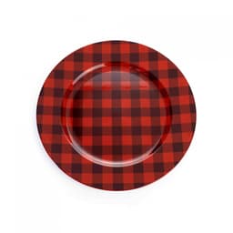 Sousplat Natalino de Plástico Xadrez Vermelho e Preto 33 cm - D'Rossi