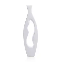 Vaso Decorativo em Cerâmica Vasado Branco 39,5x12 cm - D'Rossi