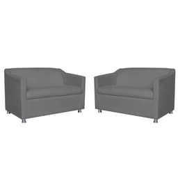 Combo 02 Namoradeira Decorativa Tilla Pés Cromados Suede Cinza - DS Estofados