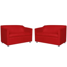 Combo 02 Namoradeira Decorativa Tilla Pés Cromados Suede Vermelho - DS Estofados