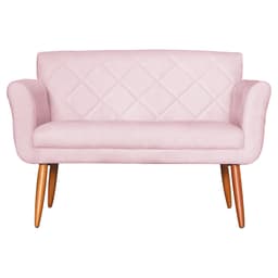 Namoradeira Decorativa Isabela Pés Palito Suede Rosa Bebê - DS Estofados