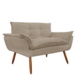 Namoradeira Poltrona Sofá decorativa 02 Lugares Opalla Pés Palito Capuccino