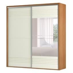 Guarda-Roupa Casal com Espelho Caribe 2 Portas 2 Gavetas Freijó e Off White 229 cm