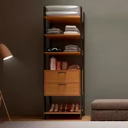 Guarda-Roupa Closet Modulado Lille I 2 Gavetas Freijó e Preto
