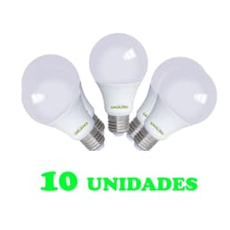 10 - Lampadas Bulbo E27 12W Ed Bivolt Policarbonato Leitosa Branco