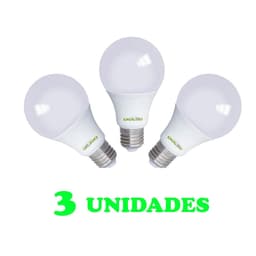 3 Lampadas Bulbo E27 12W Ed Bivolt Policarbonato Leitosa Branco