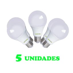 5 Lampadas Bulbo E27 12W Ed Bivolt Policarbonato Leitosa Branco