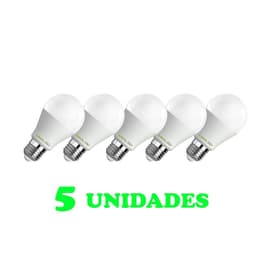5 Lampadas Bulbo E27 15W Ed Bivolt Policarbonato Leitosa Branco