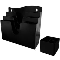 Kit Organizadores De Escritório Porta Objetos E Expositor De Documentos Preto Dello