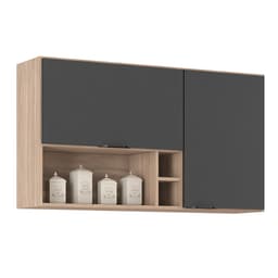 Armário Aéreo Firenze com Nicho 2 Portas Avena e Grafito