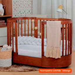 Berço Multifuncional com Colchão Wave Mel e Branco