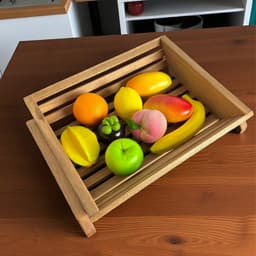 Fruteira de Mesa Cesto de Madeira Maciça Ripado - Maju Madeiral