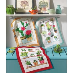 Kit Pano de Copa Retangular Prata Cactos 3 peças Dohler