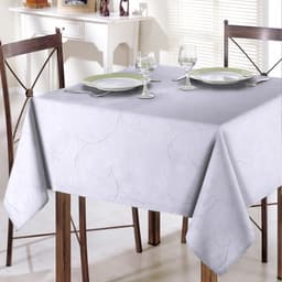 Toalha de Mesa Quadrada Jacquard Requinte Branco Modelo 2 Dohler