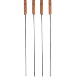 4 Espetos Kort Simples para Churrasco de Aço Inox e Madeira 85cm Domama