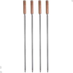 4 Espetos Simples para Churrasco Domama com Lâmina em Aço Inox e Cabo de Madeira 85cm