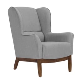 Poltrona Milena Linho Mescla Elefante e Madeira